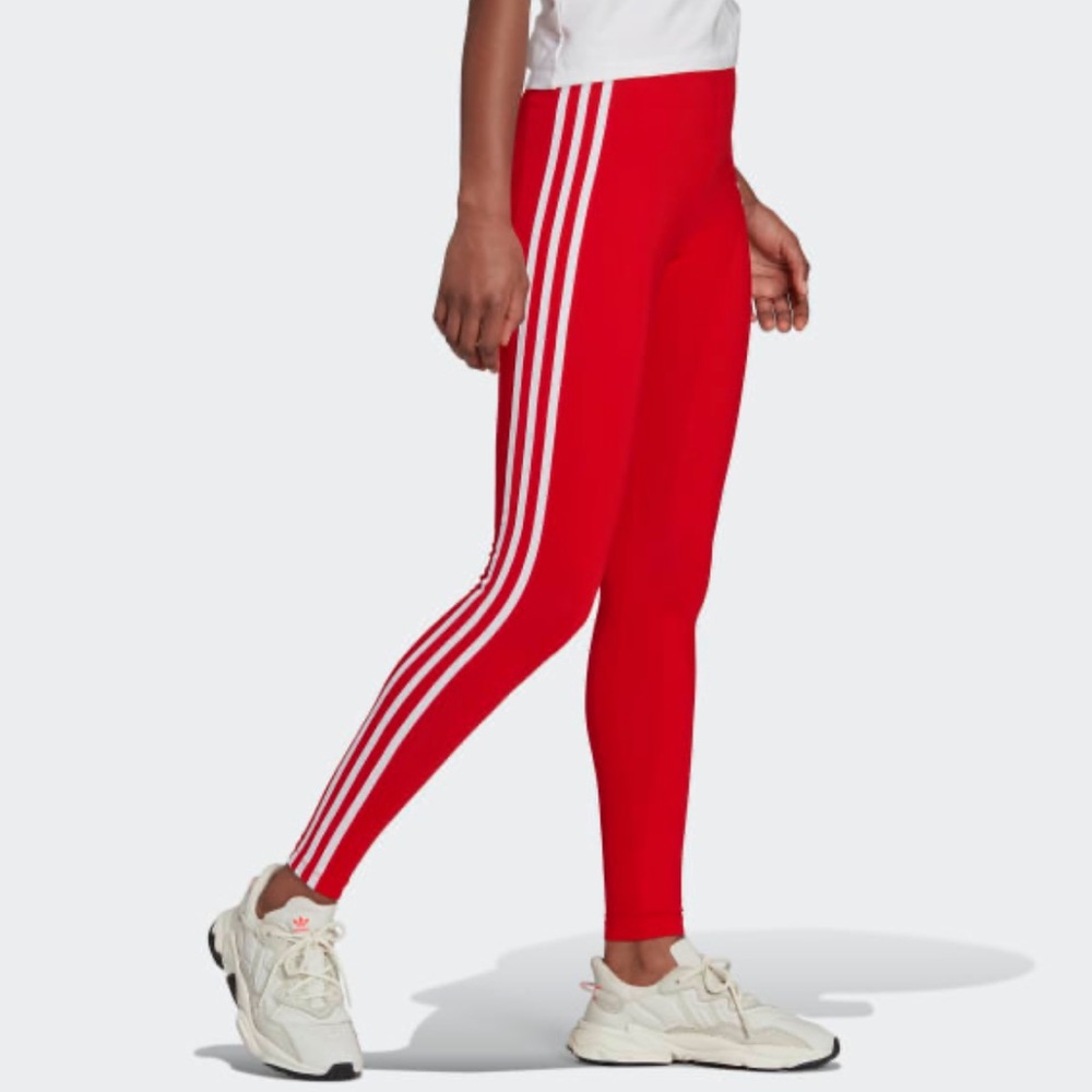 Adidas Red Classics 3-striped Tights/ Leggings